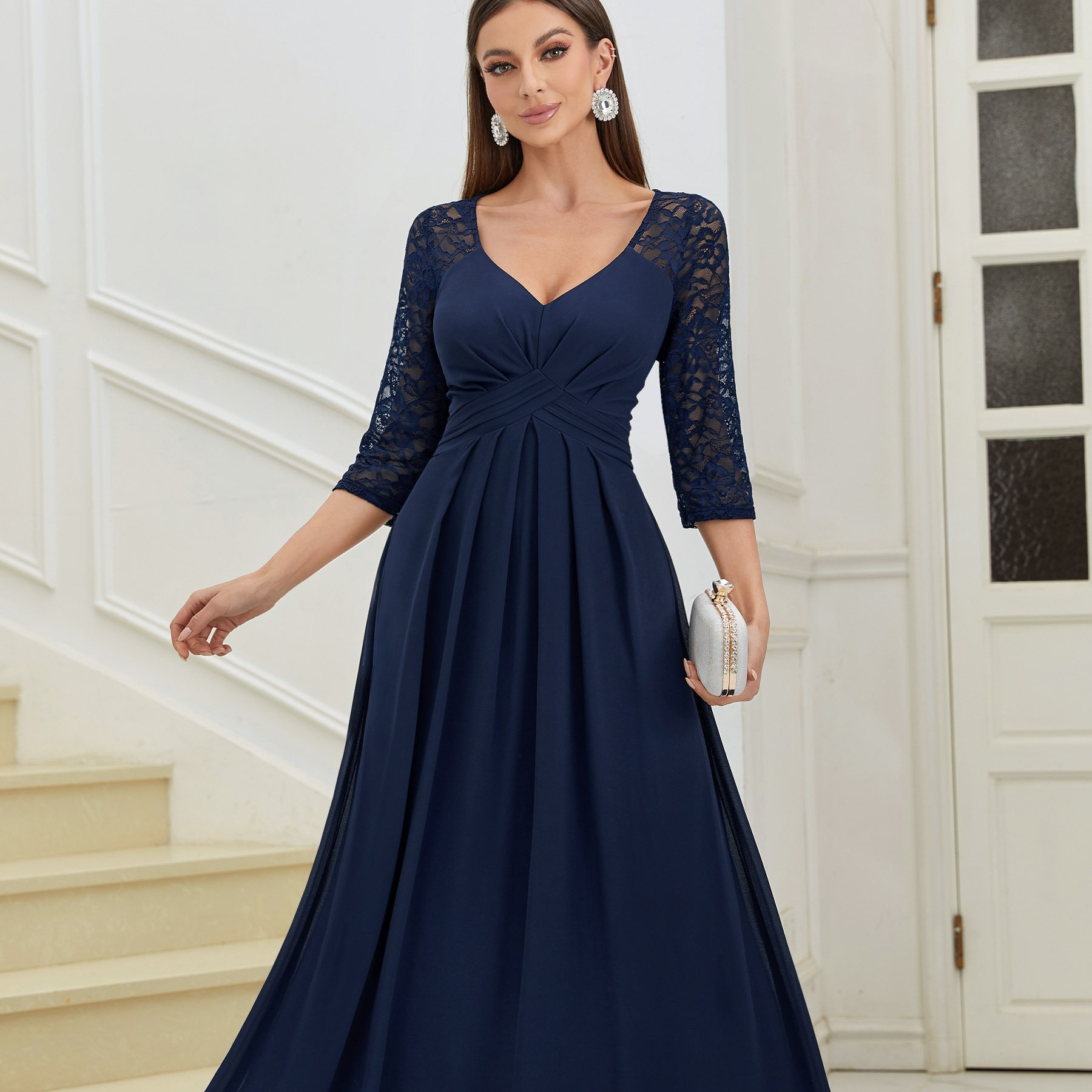 sachin and babi light blue dress 3/4 Sleeve Dresses, Bridal Gowns Three-quarter Sleeves