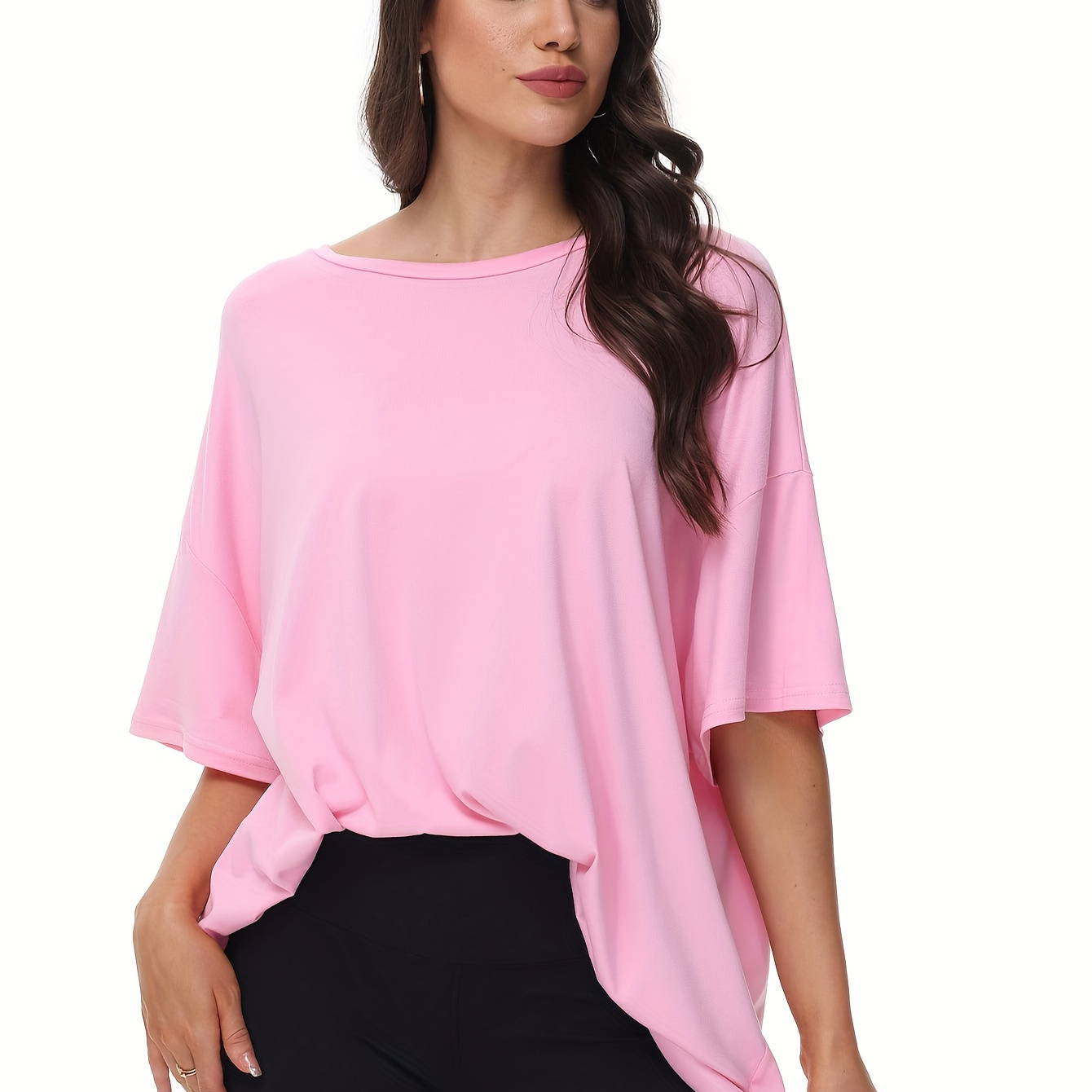 

Womens Crew Neck Oversized T Shirts Summer Half Sleeve Tops