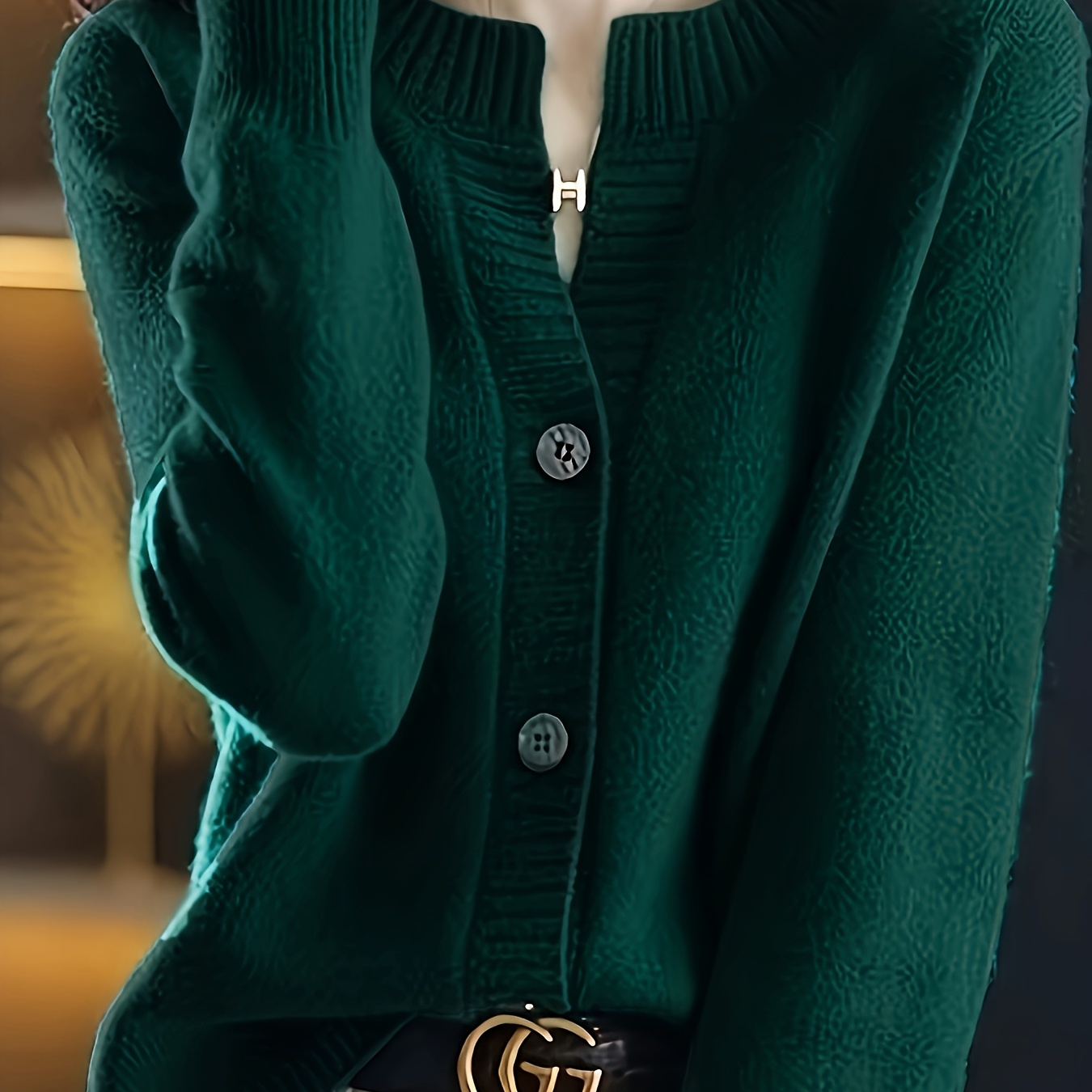 

Elegant V-neck Cardigan For Women - Solid Color Knit Fabric Viscose 75% Polyester 25% , Lightweight Open Front Sweater