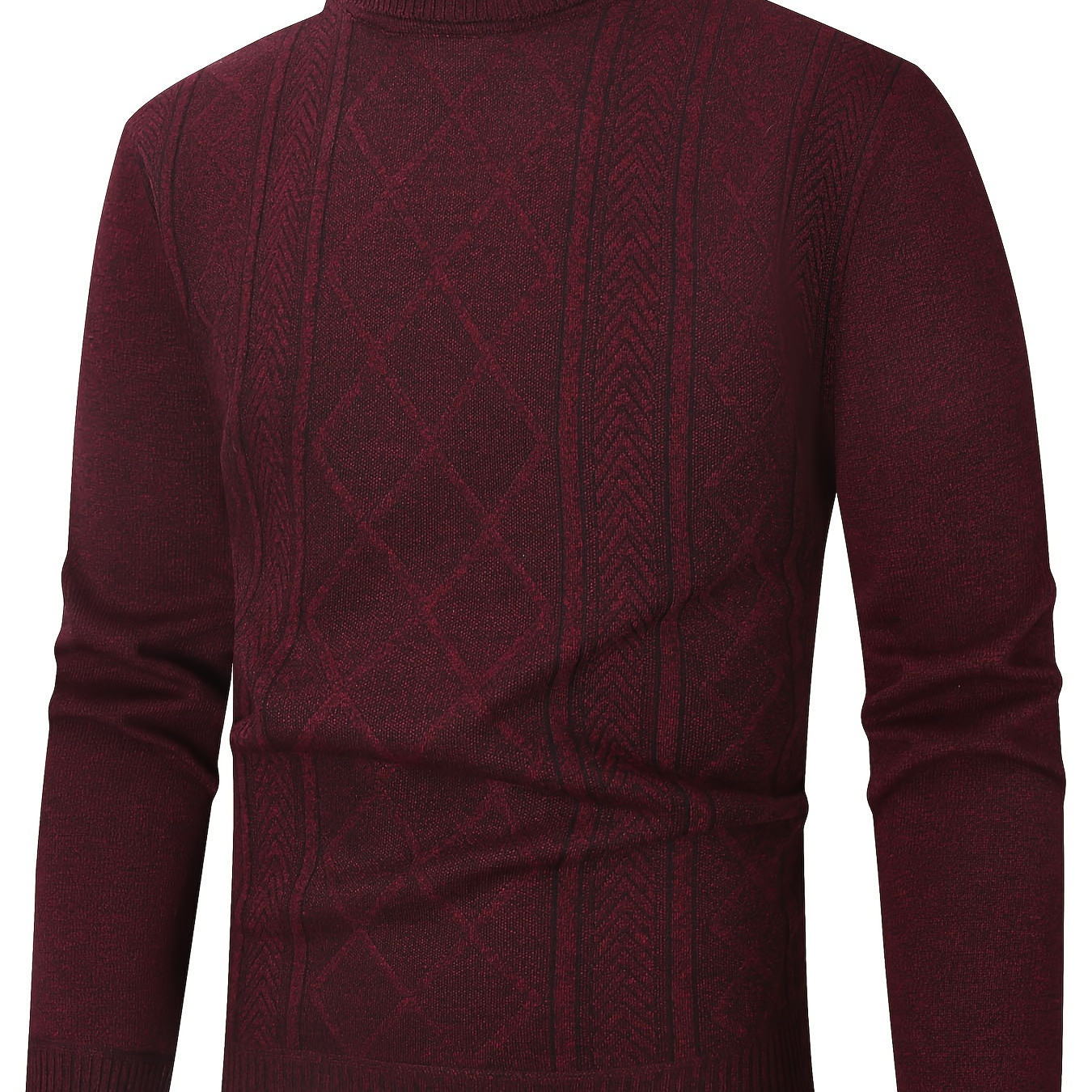 

Men's Casual Geometric-pattern Knit Pullover Sweater, Polyester, Regular Fit, Long Sleeve, With Rib-knit Collar, Stretch Fabric, For Fall/winter Collection,