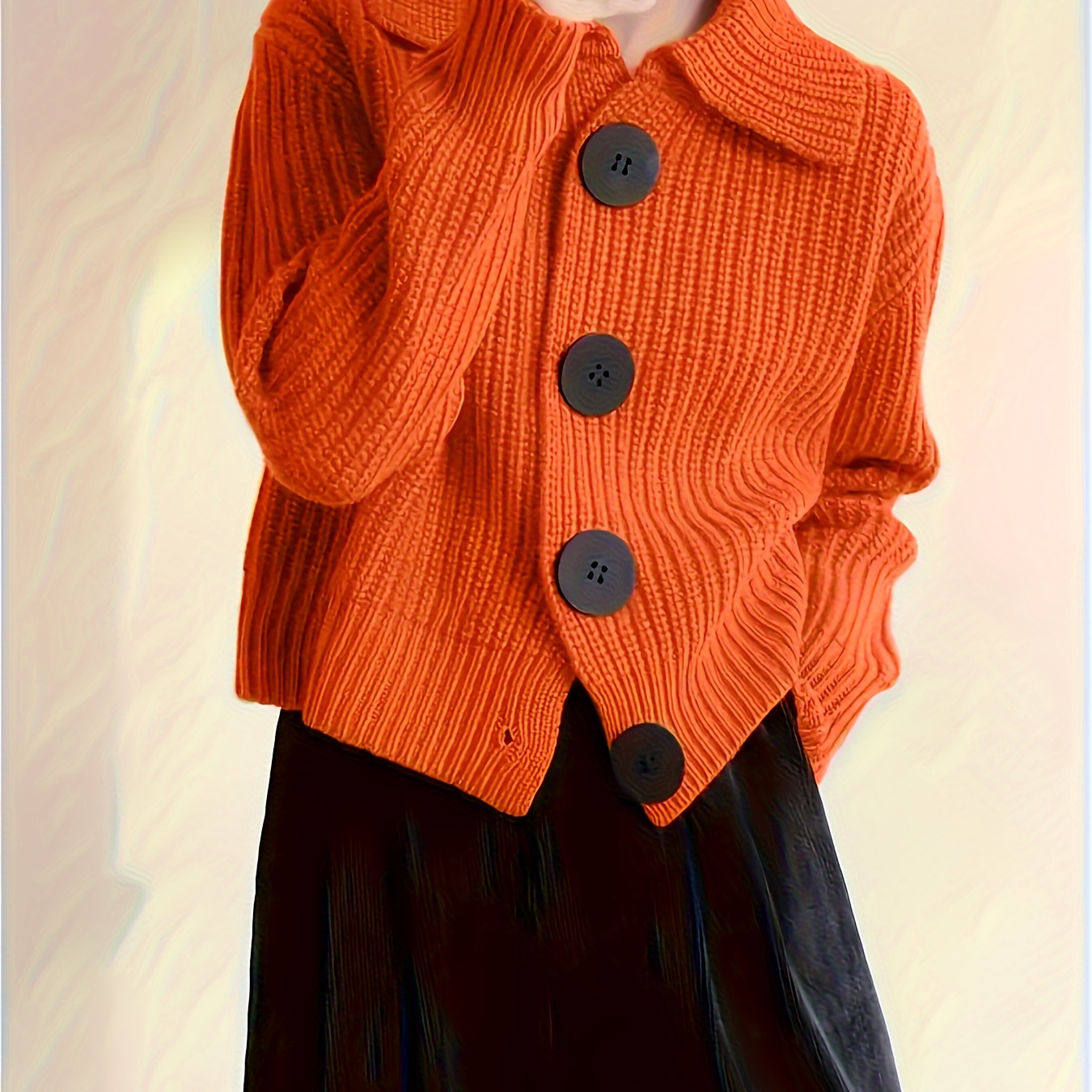 

Elegant Solid Color Button-up Knit Cardigan For Women - Acrylic, Machine Washable, Fall/winter