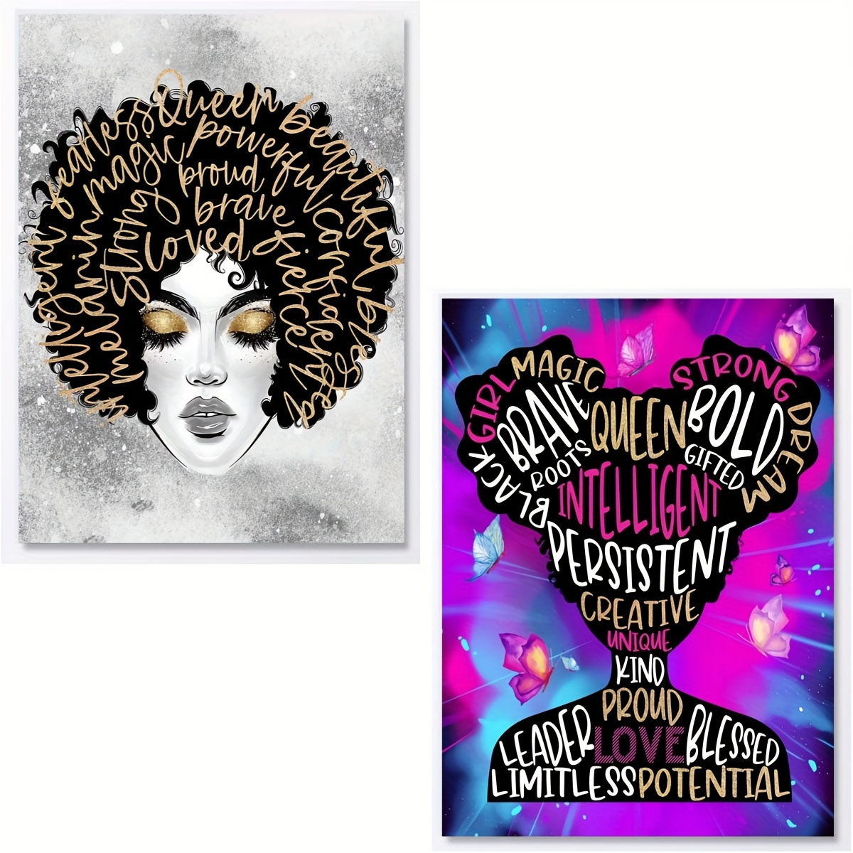 Brooke & Vine African American Black Woman Wall Decor Art Prints (UNFRAMED  8 x 10) Gift for Women Teen Girl Room Inspirational Posters - Home, Office