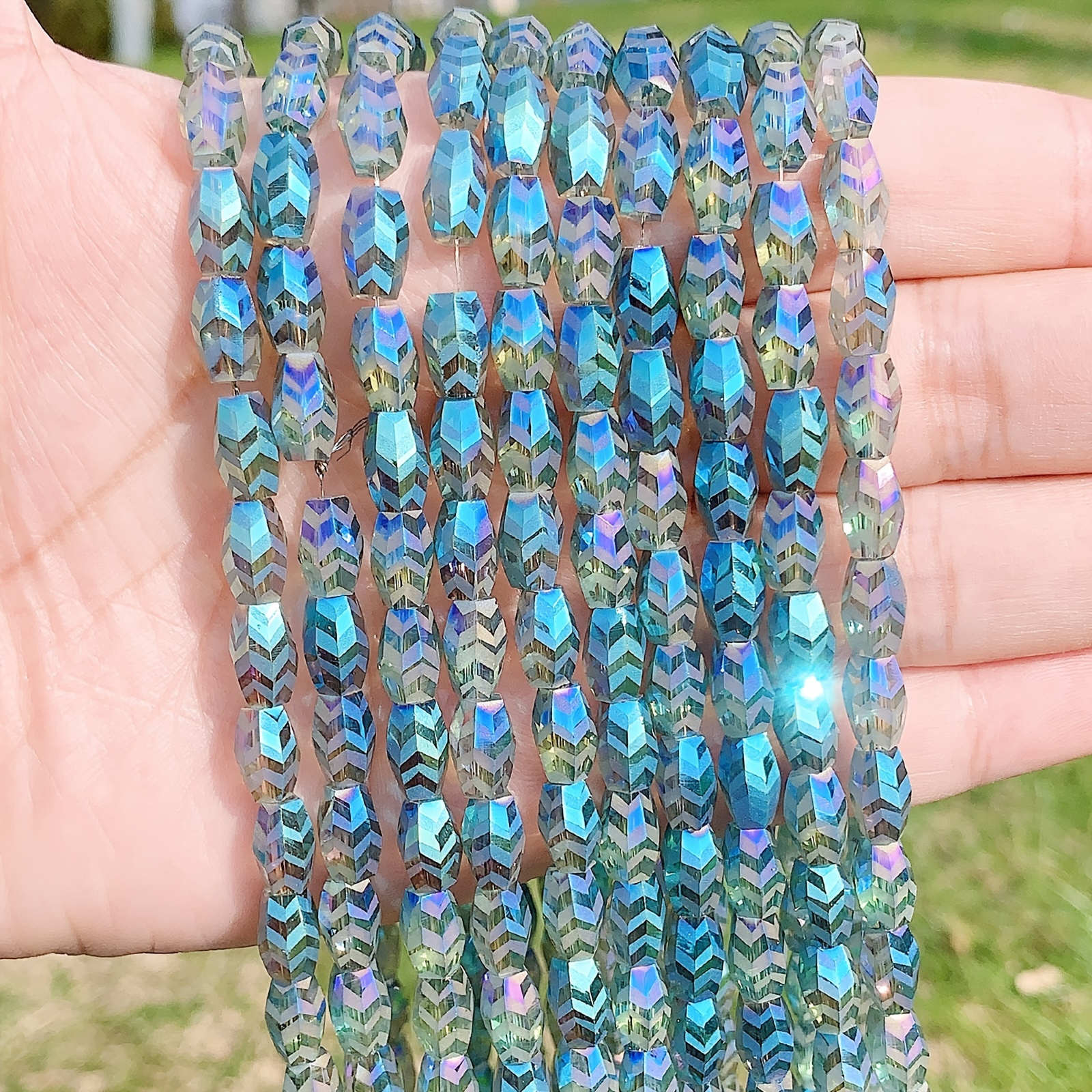 

55pcs/set Blue Ab Austrian Crystal Beads Multi-faceted Glass Beads Bulk Beads Spacer Beads Suitable For Diy Bracelet Jewelry Making Jewelry Accessories 6mm*9mm (0.23in*0.35in)