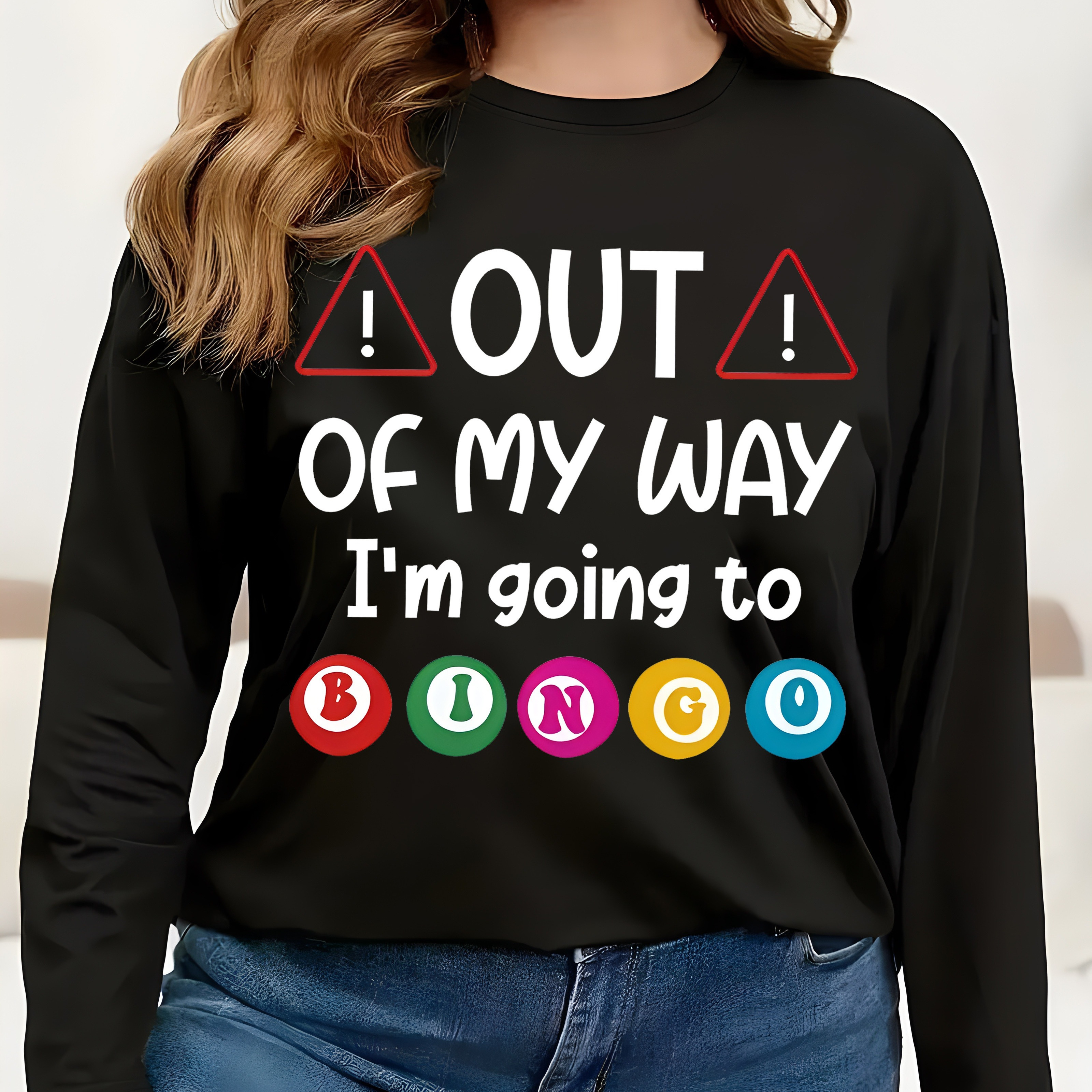 

Plus Size Letter Print T-shirt, Casual Crew Neck Long Sleeve T-shirt, Women's Plus Size clothing