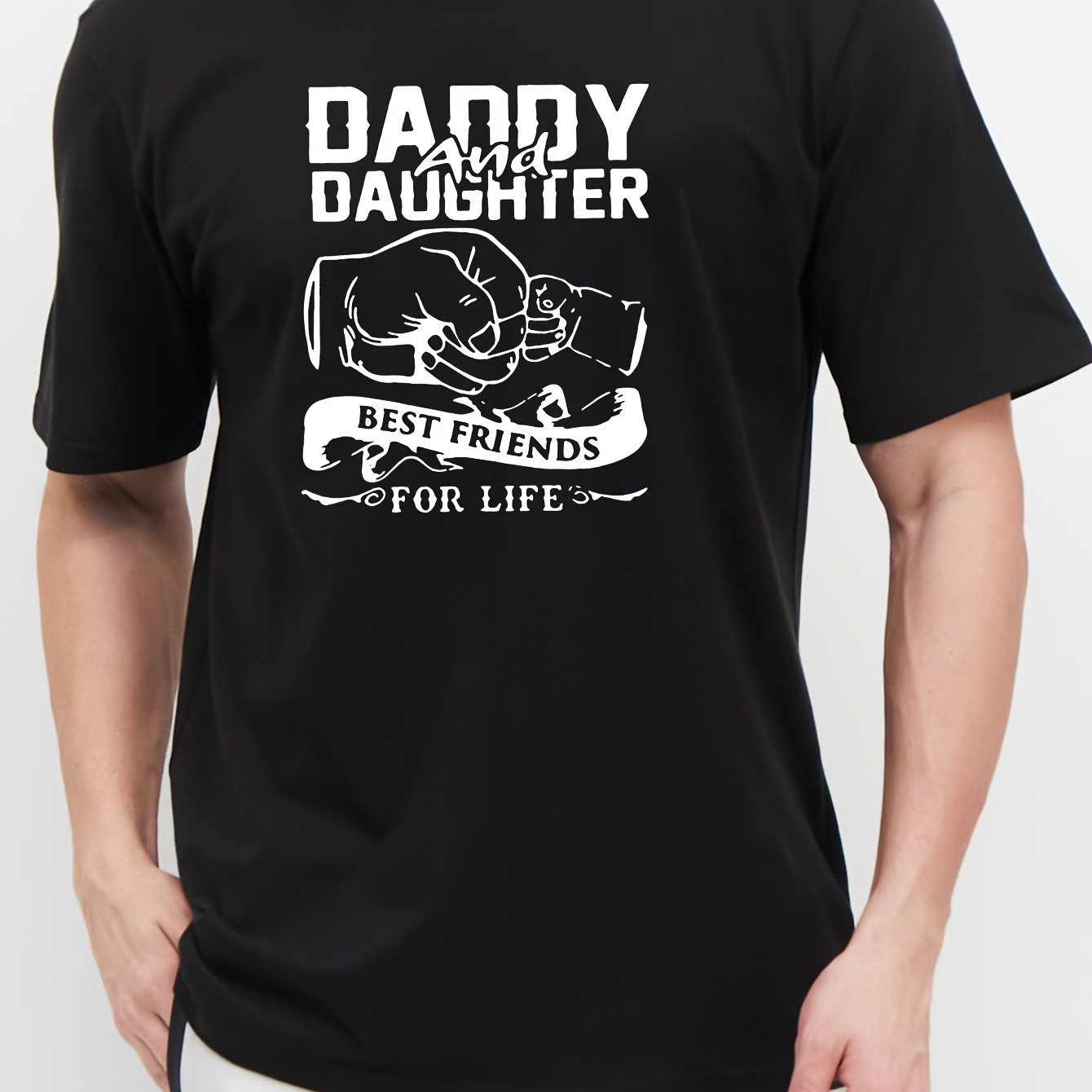 

Daddy And Daughter Print T-shirt, Stylish And Breathable Street , Simple Comfy Cotton Top, Casual Crew Neck Short Sleeve T-shirt For Summer