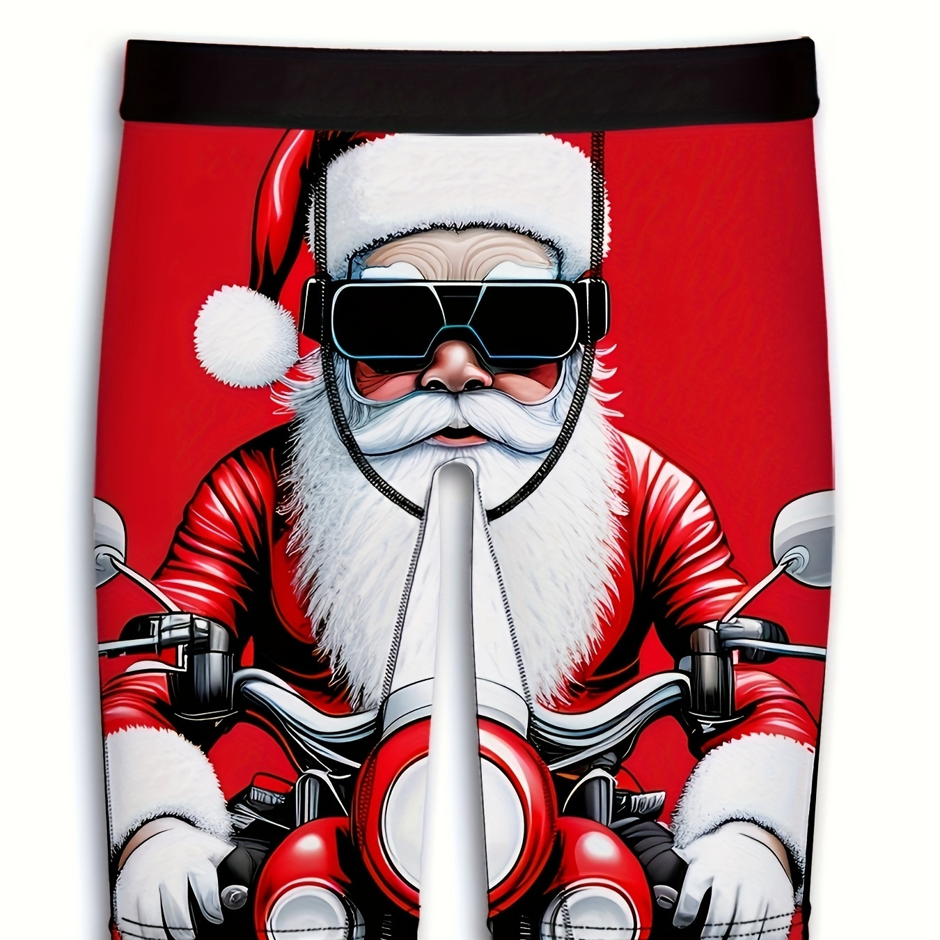 

Christmas Santa Claus Print Men's Graphic Long Boxer Briefs Shorts, Breathable Comfy Quick Drying Stretchy Boxer Trunks, Sports Trunks, Swim Trunks For Beach Pool, Men's Novelty Underwear