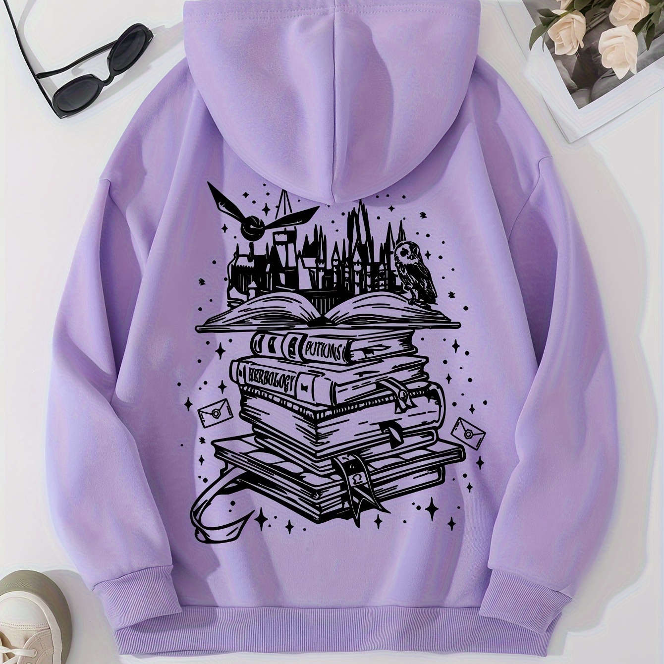 

Women's Hoodie, Casual Polyester Hooded Sweatshirt With Drawstring, Regular Length, Long Sleeves, Geometric Pattern, Pocket, Pullover, For Fall/