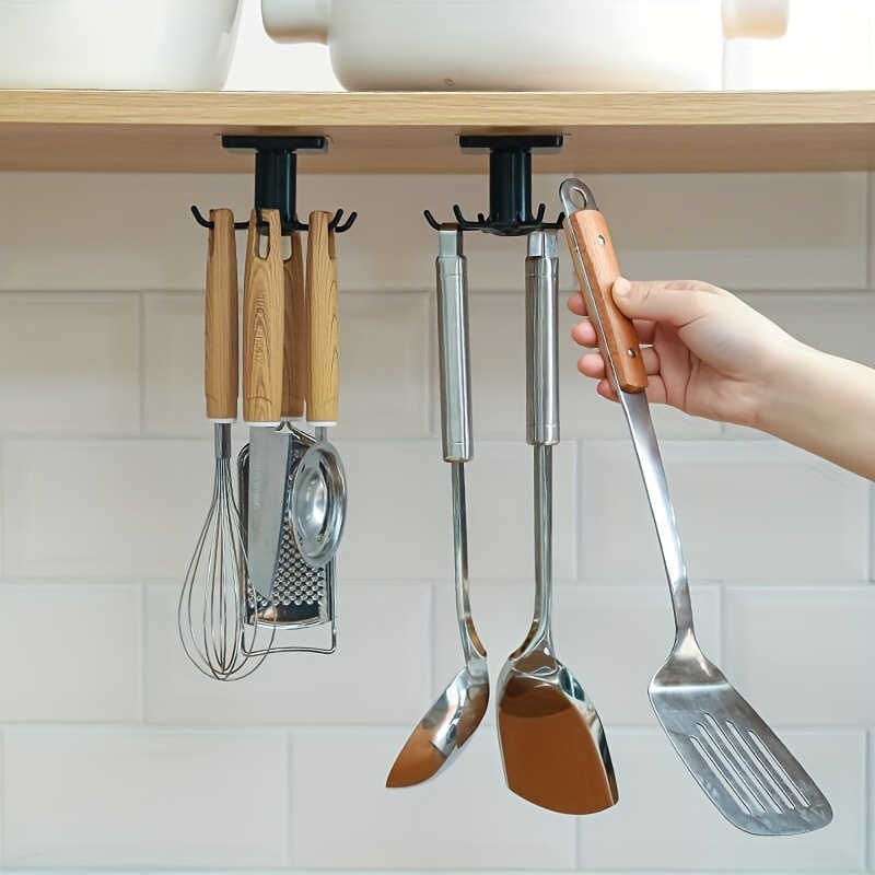  KAIYING Estante de utensilios de cocina con ganchos en S  extraíbles para colgar ollas y sartenes, ganchos de barra para tazas,  organizador de riel de cocina montado en la pared, aluminio, (