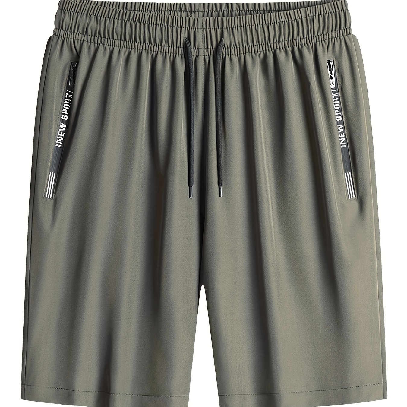 

Zipper Pocket Comfy Shorts, Men's Casual Slightly Stretch Elastic Waist Drawstring Shorts For Summer Basketball Beach Resort, Bermuda Shorts