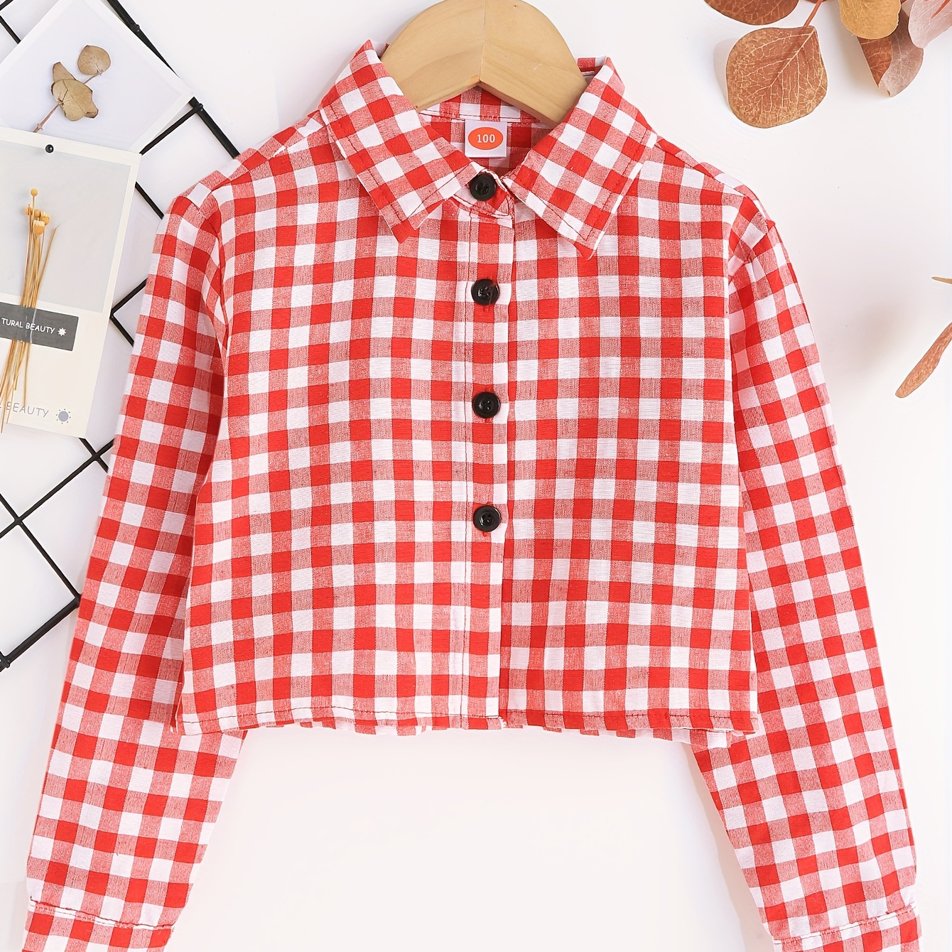 

Versatile & Slim Checkered Lapel Shirt For Girls Spring Fall Christmas Gift