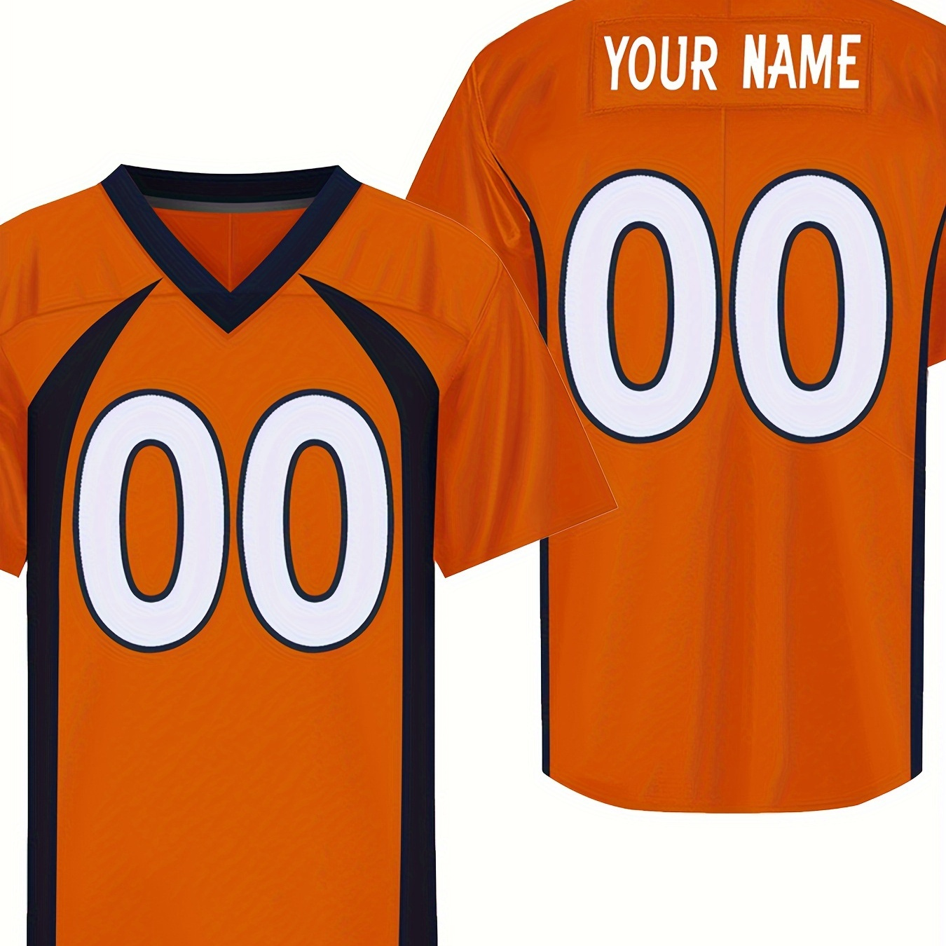 

Custom Name & Number Men's Jersey - 100% Polyester Knit Fabric, Sports V-neck With Slight Stretch, Embroidered, All-season Wear, Casual Outdoor Football Tops For Adult & Teen