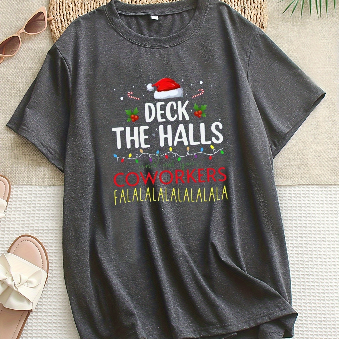 

Women's Plus Size Christmas Themed T-shirt - Casual Polyester Knit Fabric With Round Neck, Holiday Print, , Comfort - 1-8x Large