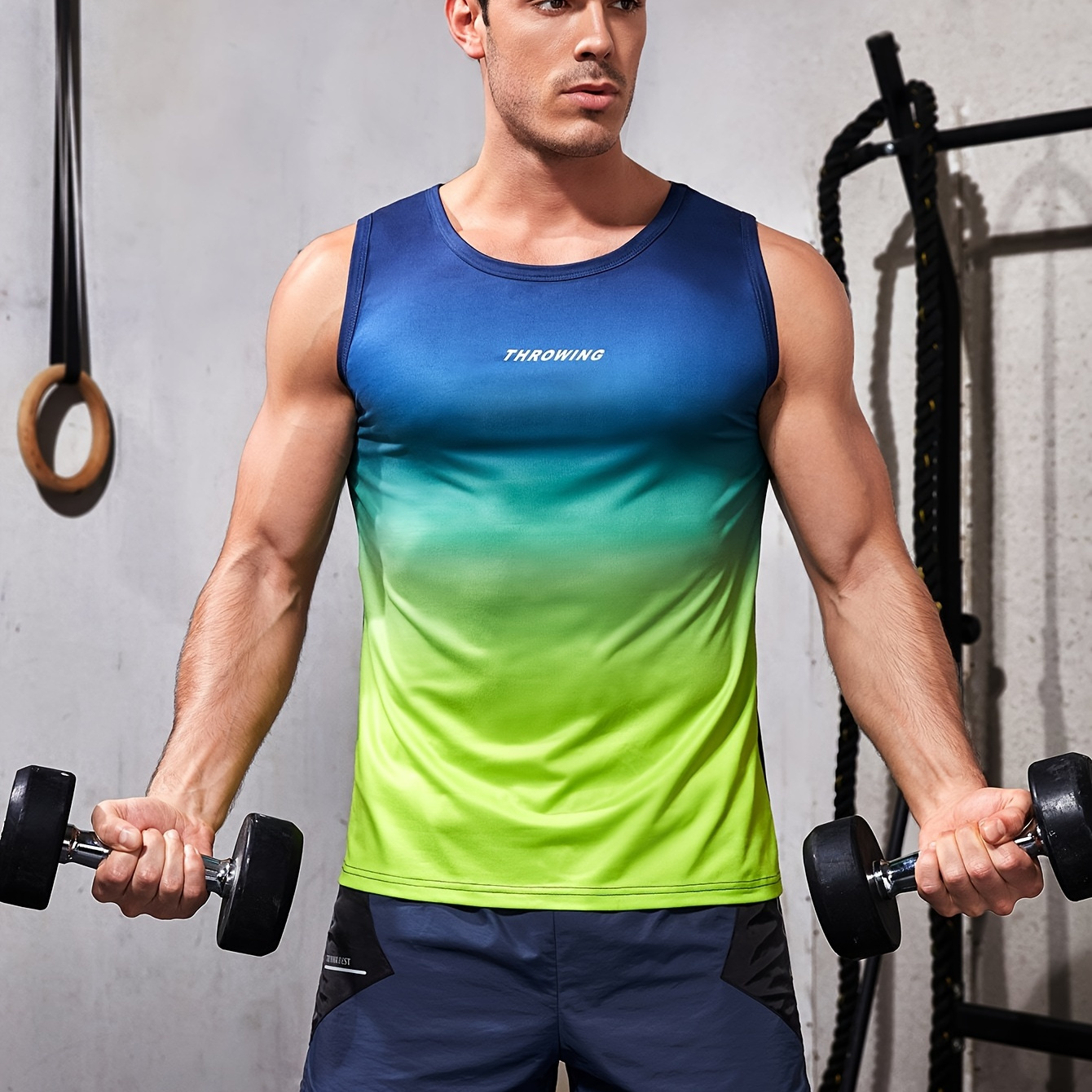 

Men's Ombre Tank Tops Summer Clothing Gym Bodybuilding Training Fitness Sleeveless Muscle T Shirts Slim Fit Workout Vest Tshirt Top