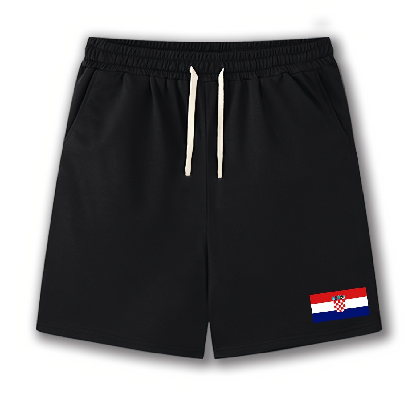 

Shorts Respirants pour Hommes avec de la Croatie - Shorts de Sport Confortables et Décontractés avec Cordon de Serrage pour Fitness, Cyclisme & Escalade, Tissu en Polyester Tricoté Noir avec Poches