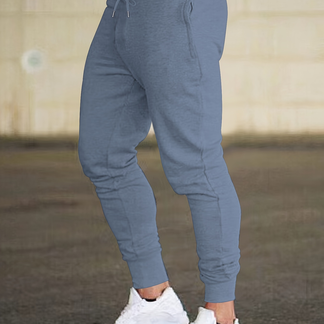 

Classic Design Joggers, Men's Casual Stretch Waist Drawstring Sports Pants Sweatpants