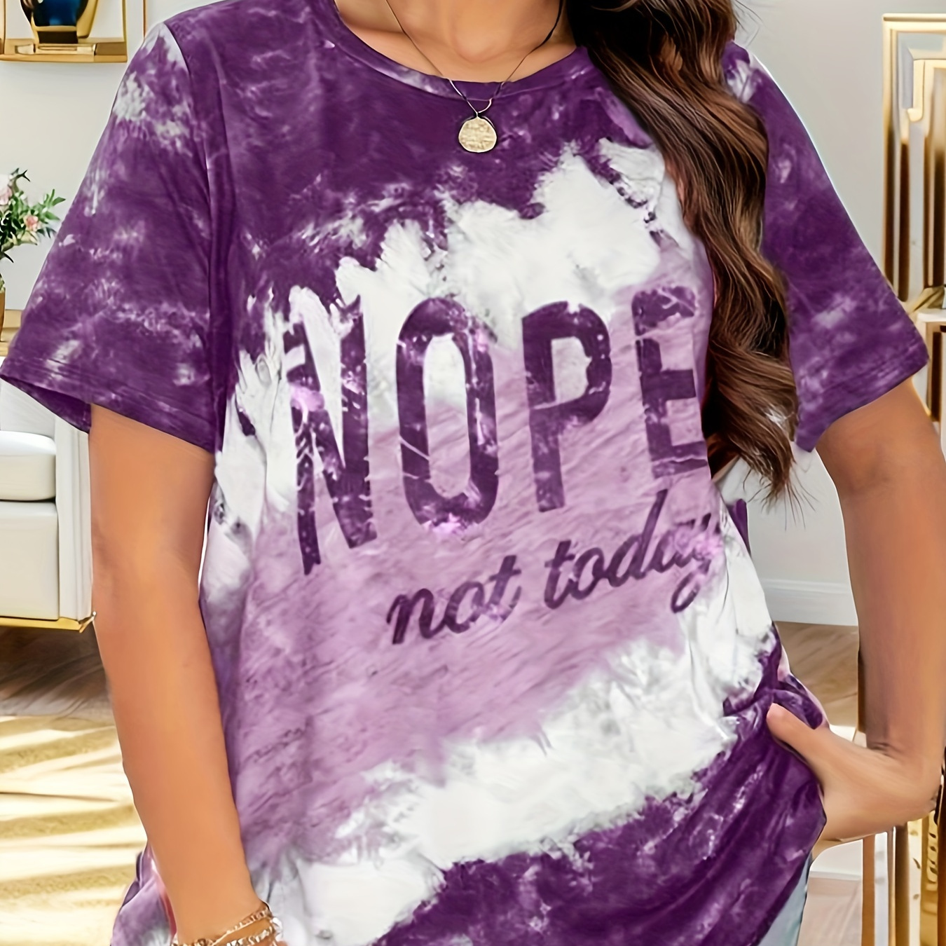 

Plus Size Letter Print T-shirt, Casual Crew Neck Short Sleeve T-shirt, Women's Plus Size clothing