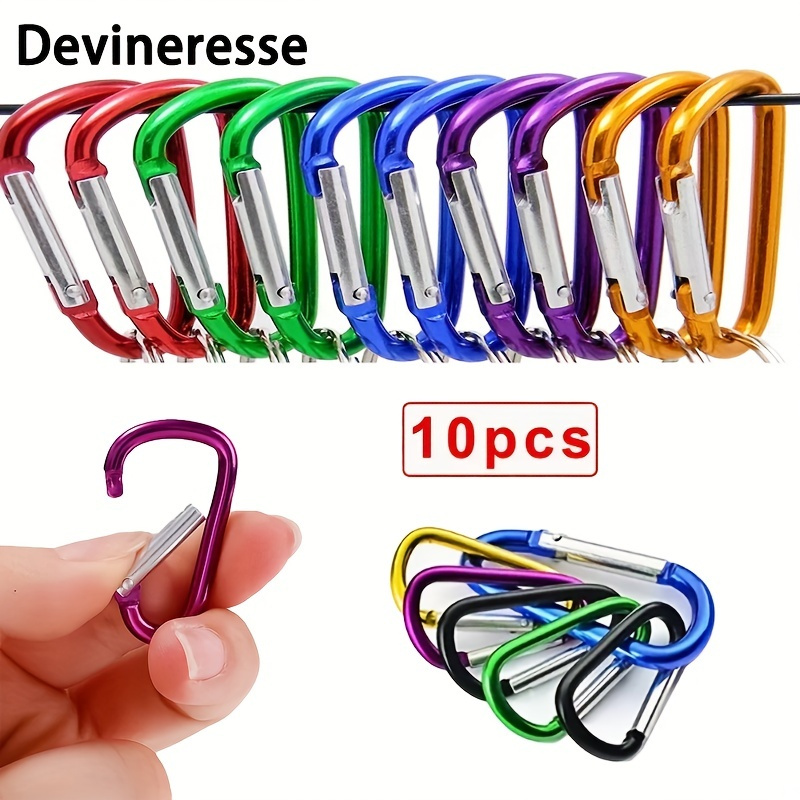 

10pcs Mini Carabiner Keychains - Aluminum Alloy Snap Hook Clips For Outdoor Camping & Daily Use