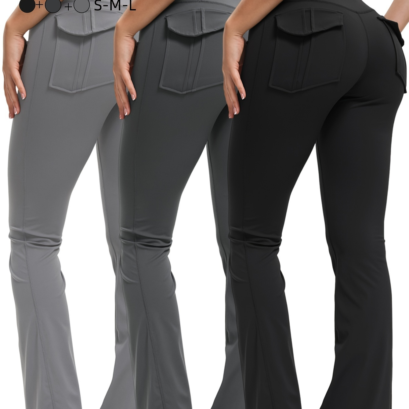 

3 Pack Bootcut Yoga Pants With Pockets For Women Flared Leggings High Waist Womens Trousers Tummy Control With 2 Pockets