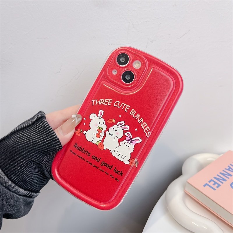 Iphone phone Case Rabbit Bracket  Red Creative Rabbit Case Cover