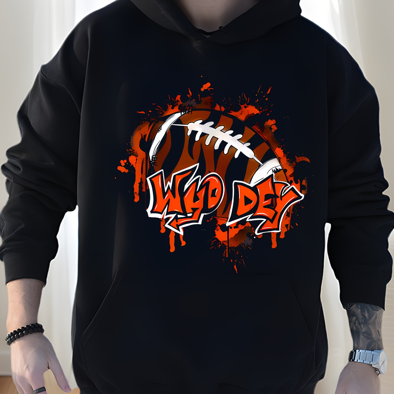 

Football Fan Must Have, Comfortable Hoodie, Men's Casual Fashion Hoodie