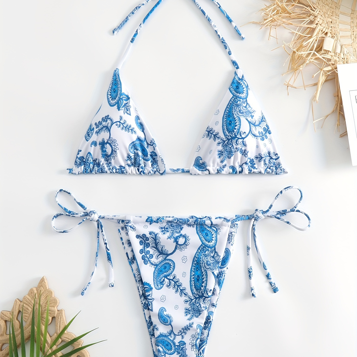 Halter Recycled Bikini | Paisley Blue - Paisley Blue / XS - (UK 8/US 4/EU  36)