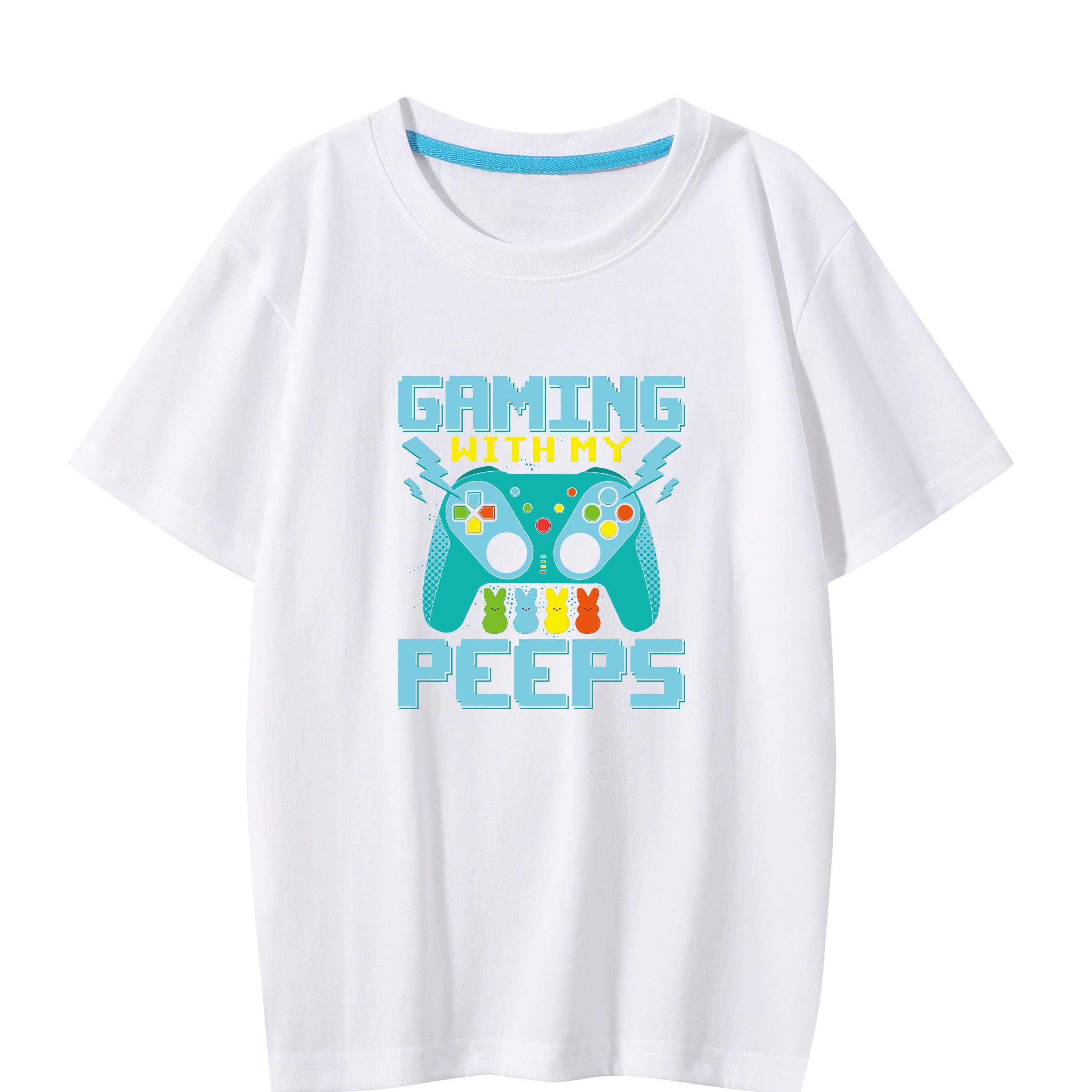 

Gaming Peeps Print Boys Creative T-shirt Clothes For Kids Short Sleeve Casual Comfy Sports Tee For Summer