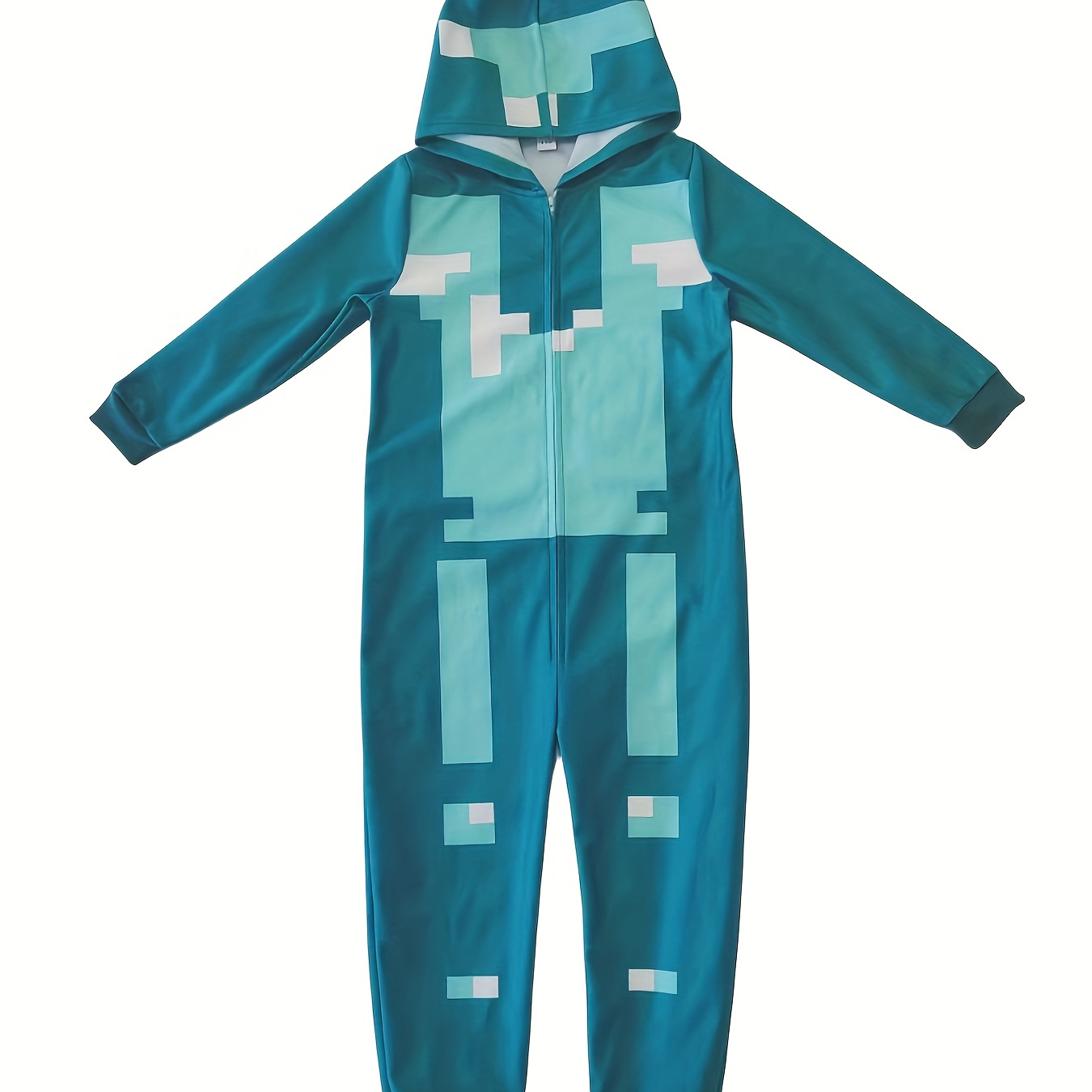 

Boy's Trendy Novelty Hooded Jumpsuit, Comfy Casual Zip Up Stretchable Long Sleeve Funny Clothes For Kids Party Dressing