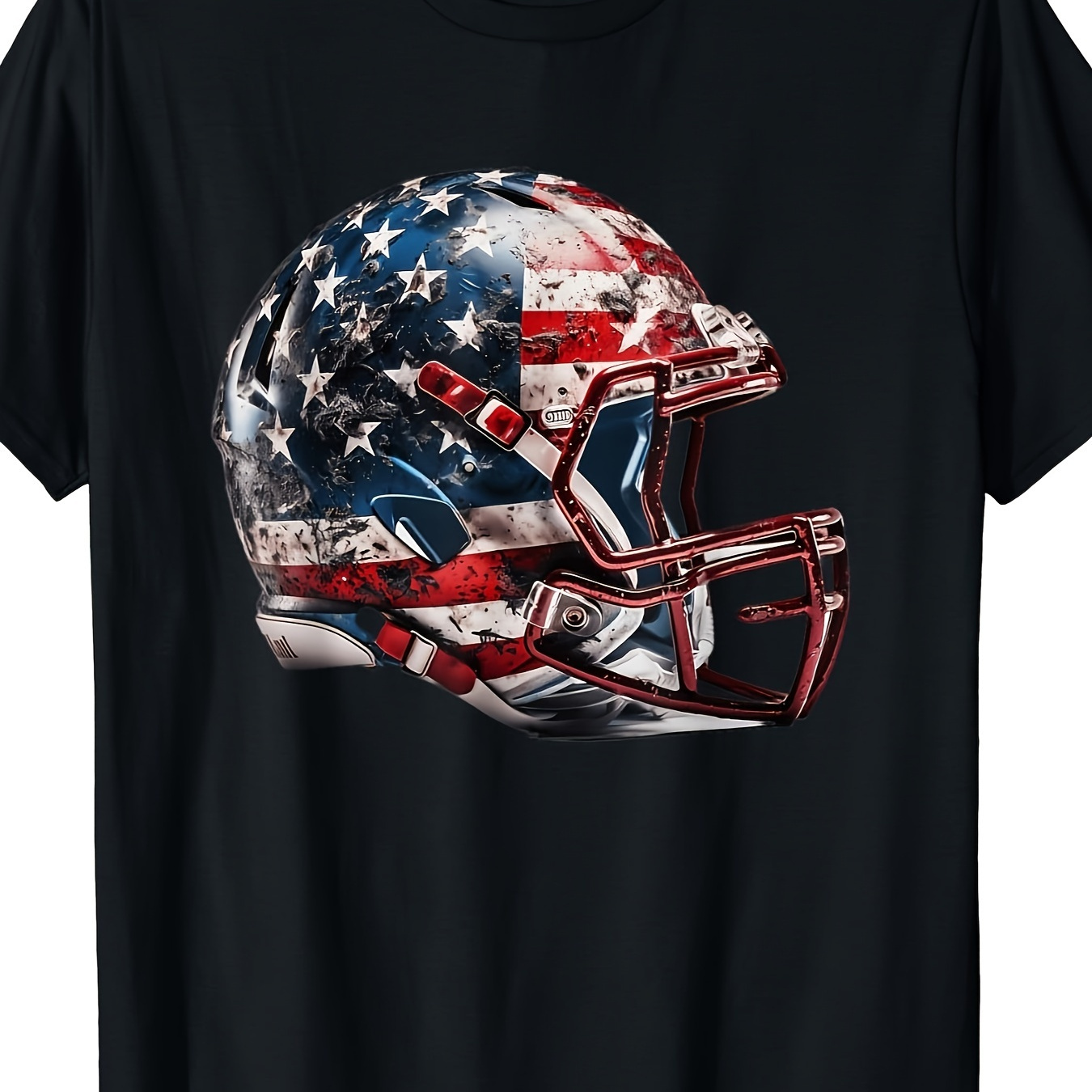 

Soccer Men's Short Sleeve American Football Helmet Us Flag T-shirt For Men