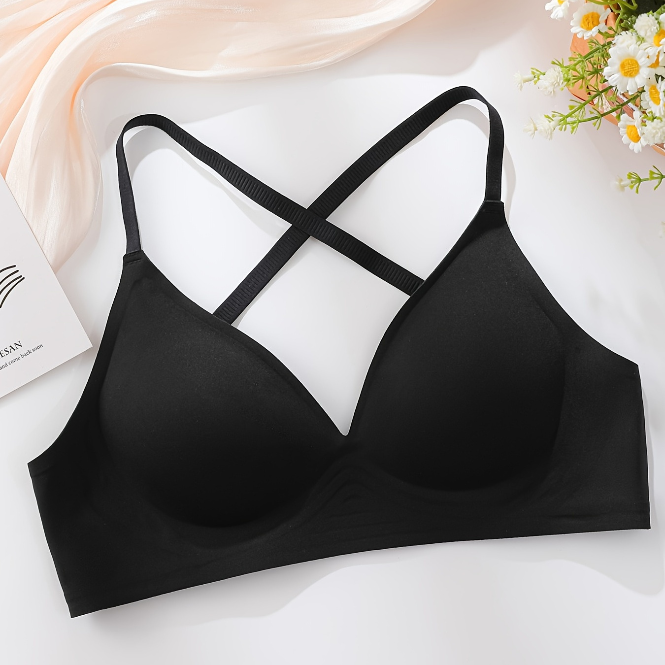 Samickarr Sexy Bras Lingerie For Women Cross Back Comfort Wirefree Seamless Bra  Bra With Clear Straps Womens Tank Tops With Built In Bra Criss-Cross  Mastectomy Bras Wirefree Embraced Bra 