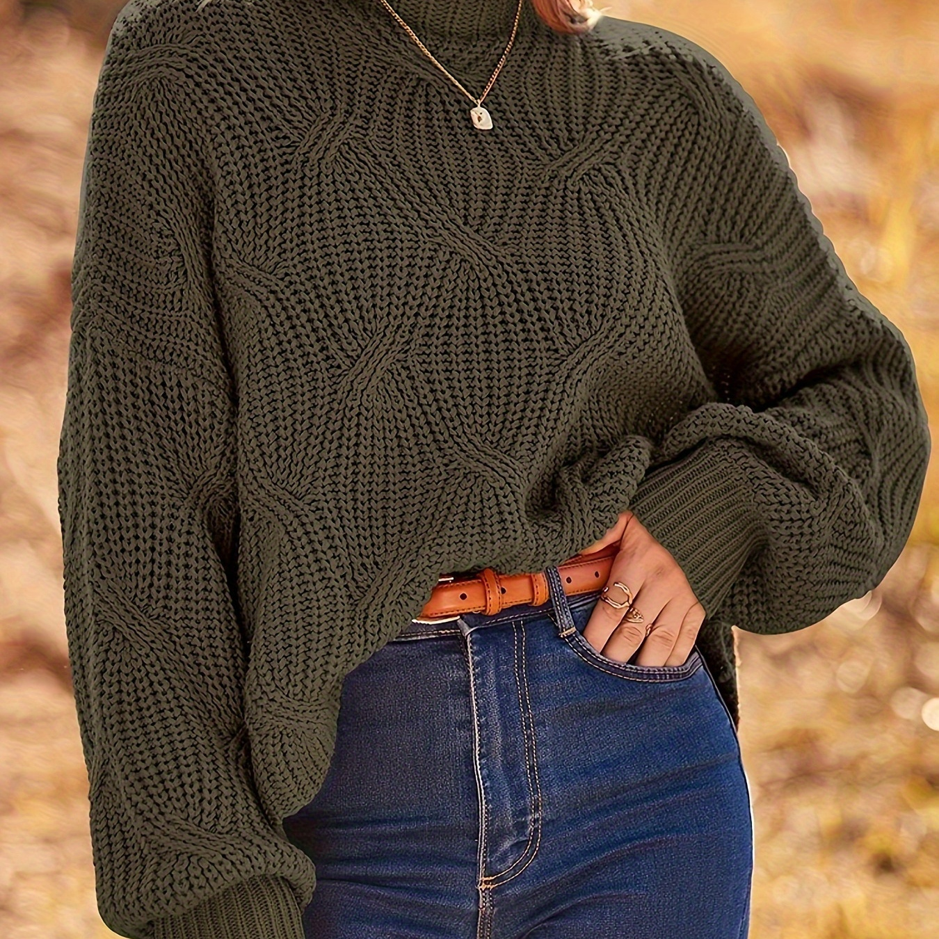 

Women's Fall Oversized Pullover Sweaters Casual Crewneck Long Sleeve Chunky Cable Knit Blouse Top