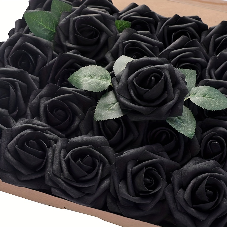 200 Pack Black Roses Artificial Flowers for Decoration, Stemless Fake Foam  Rose Heads for Bridal Shower, Wedding (2 Inches) 