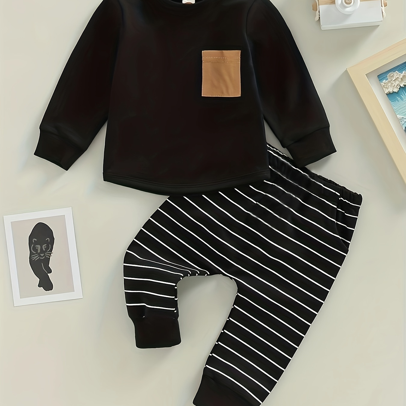 

Toddler 's And Long Top & Striped Pants Set, Kids Clothes Clothes