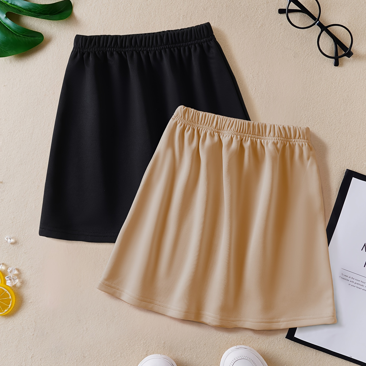 

2pcs Girls Casual Solid Pleated Skirt Set For Spring Summer Party Gift