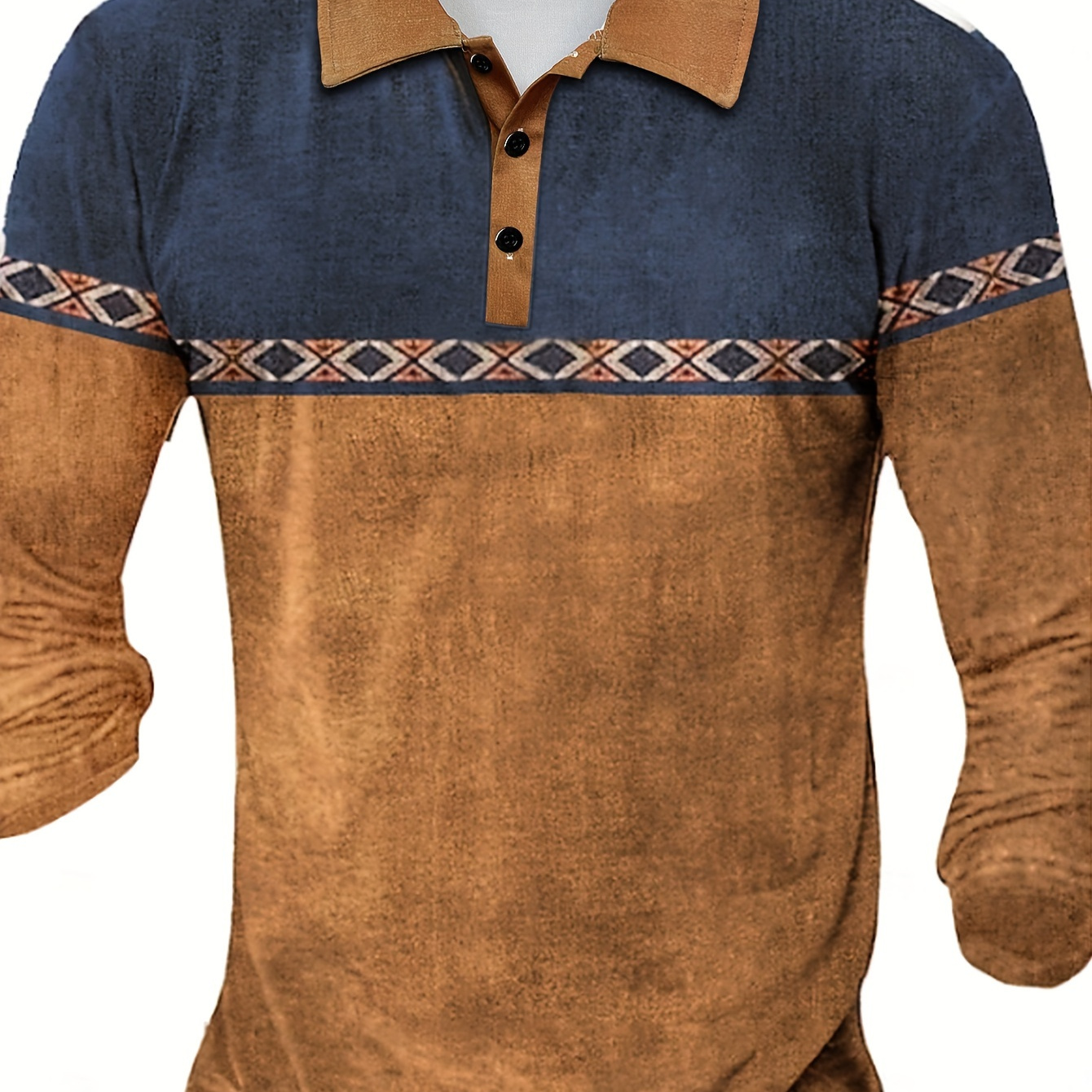 

Chemise Décontractée Imprimé Totem Ethnique - Longues, Col Boutonné en Marron | Mélange de Toutes les