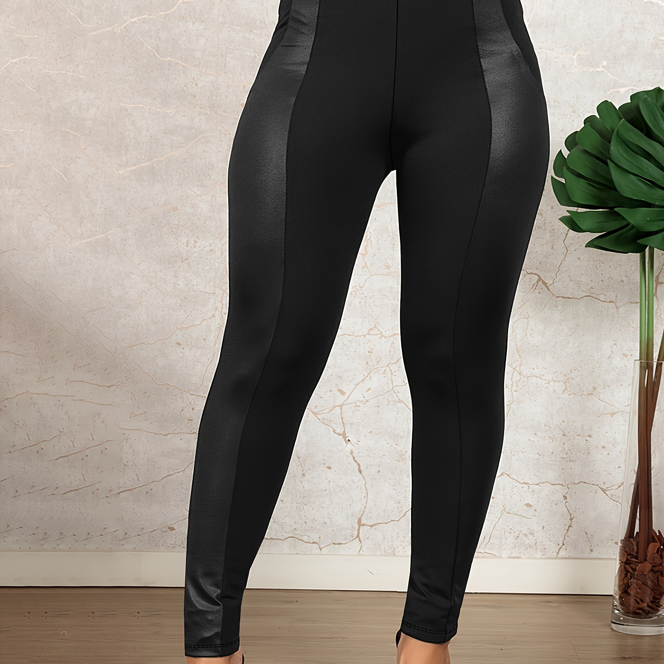 

Women's Plus Size High-waist Leggings - , Solid Color, Skinny Pants, Plus Size Pants