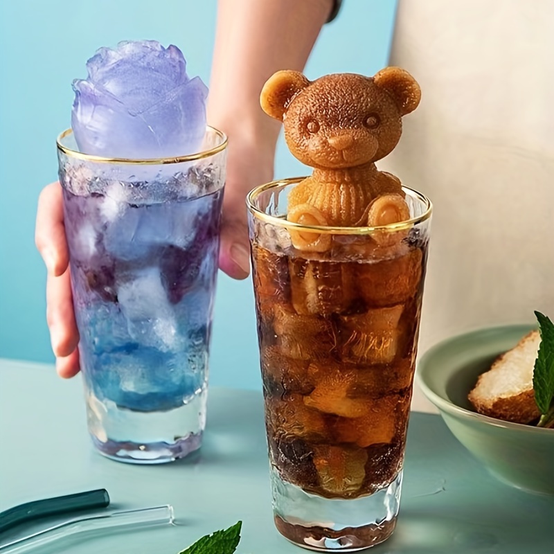 Teddy Bear Ice Cube, Moule de glace animal, Moule Ice Cube en forme d'ours,  Machine à glaçons 3D, 2 Grand Cube de glace d'ours +3 Petit cube de glace d' ours