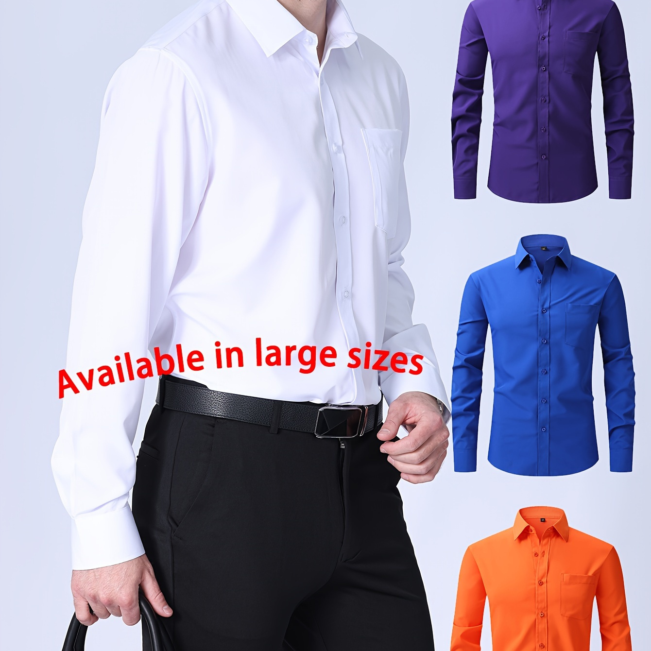 

Solid Color Men's Mature Dress Shirt For Dating Banquet, Men's Long Sleeve Button Up Shirt With Chest Pocket, Spring Fall