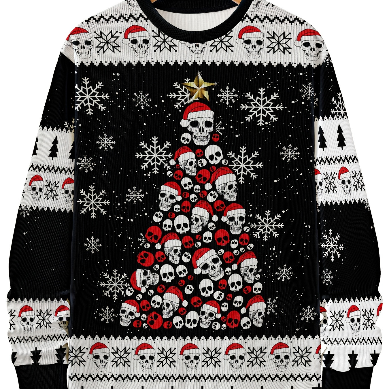 

Unisex Plus Size 3d Christmas Skull - Polyester Slight - Seasonal Fall/ Novelty Sweatshirt