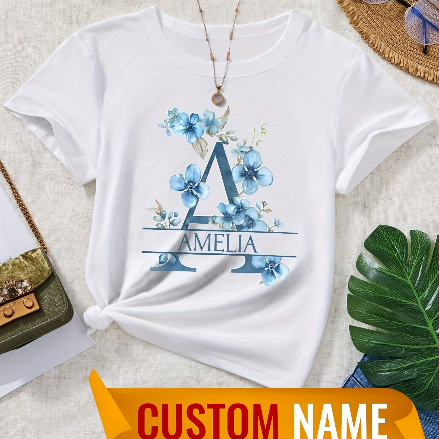 

Girls Personalized T-shirts, Custom Name T-shirts, Customized To School And Everyday Casual Clothing, Soft Cotton Fabric Slightly Elastic - Perfect For Spring Summer And Fall, Best Gift For Girls