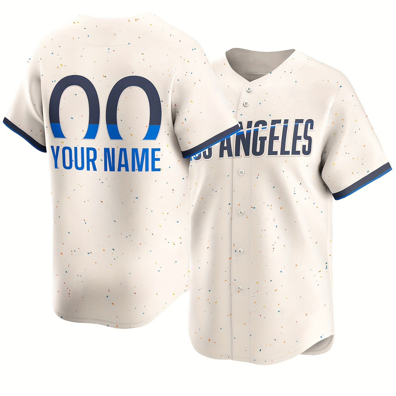 

Men's Customized Name & Number V-neck Baseball Jersey, Tailored To Your Preference, Comfy Top For Summer Sport