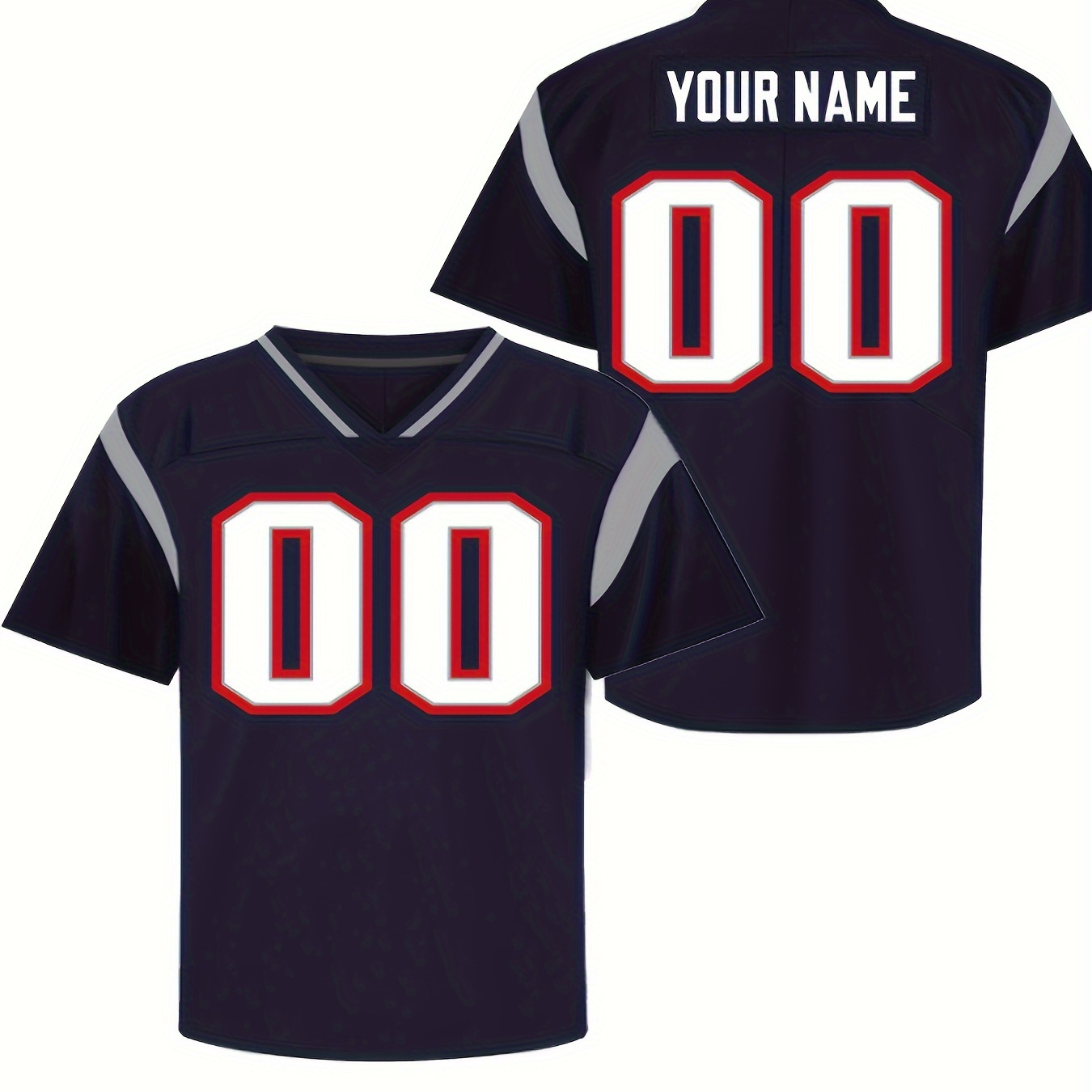 

Customized Name And Number Embroidery, Men's Breathable Short Sleeve V-neck Football Jersey, Sports Shirt For Team Training