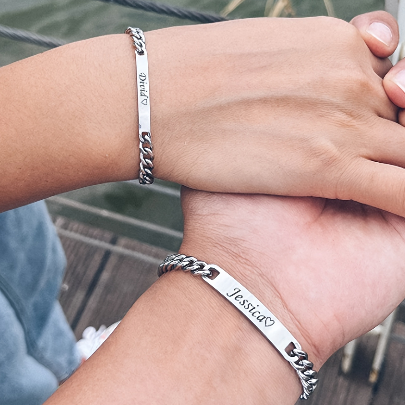 

Create Personalized Text/name/date Bracelets, Of 2 Bracelets, Exquisite Customized Couple Bracelets, Minimalist Simple Couple Bracelets, For Wife And Husband