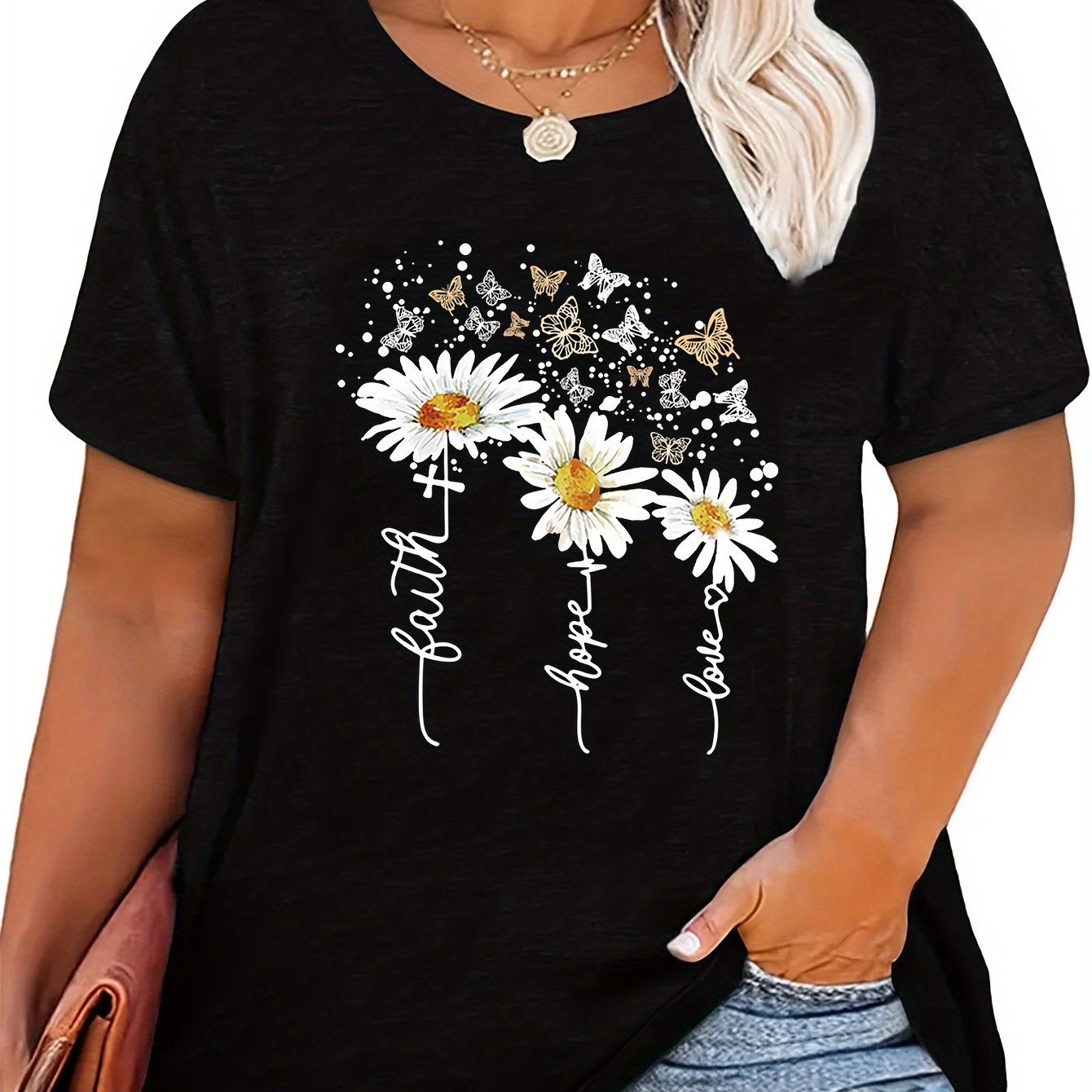 

Plus Size Floral Print Two-piece Set, Crew Neck Long Sleeve Top & Skinny Pants Outfits, Women's Plus Size Clothing