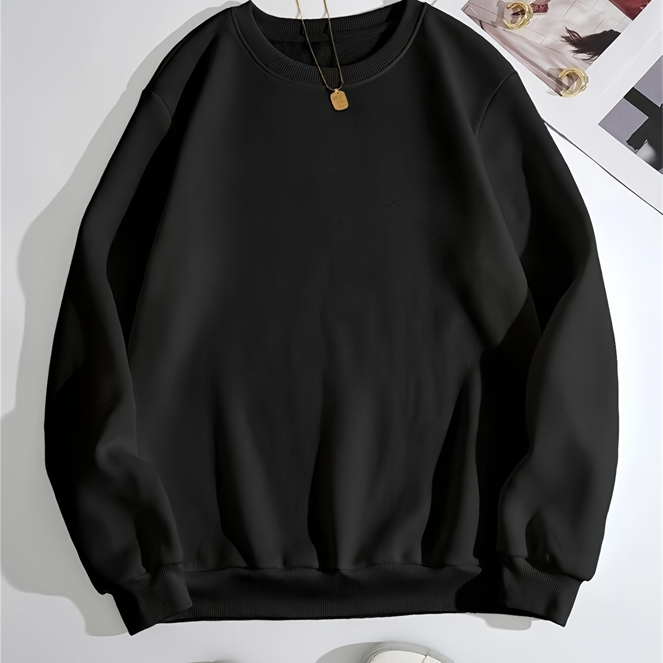 Women's Sweater Round Neck Texture Button Lantern Sleeve Sweater - Temu