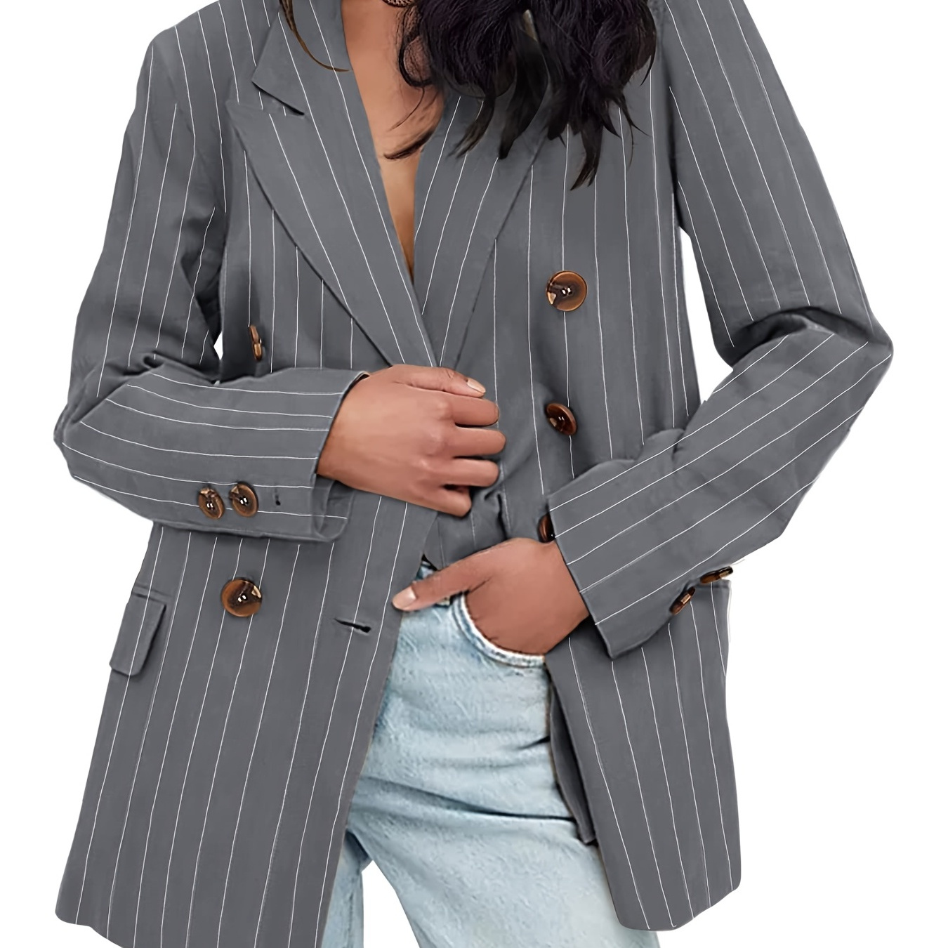 Grey striped clearance blazer womens