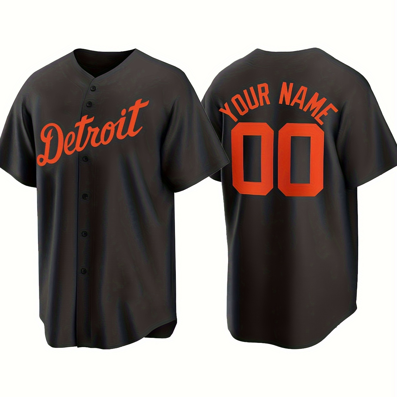 

Customized Name And Number Design, Men's Detroit Embroidery Design Short Sleeve Loose Breathable V-neck Baseball Jersey, Sports Shirt For Team Training
