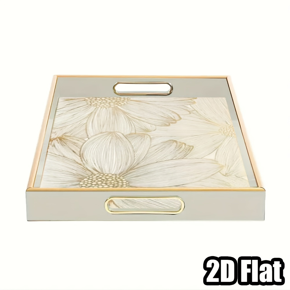 TEMU []2d Flat, Glass Decorative Trays, 1pc, Storage For Jewelry, Perfumes, Bottles, Heat Insulation, For Living Room, Kitchen, Bedroom, Bathroom,