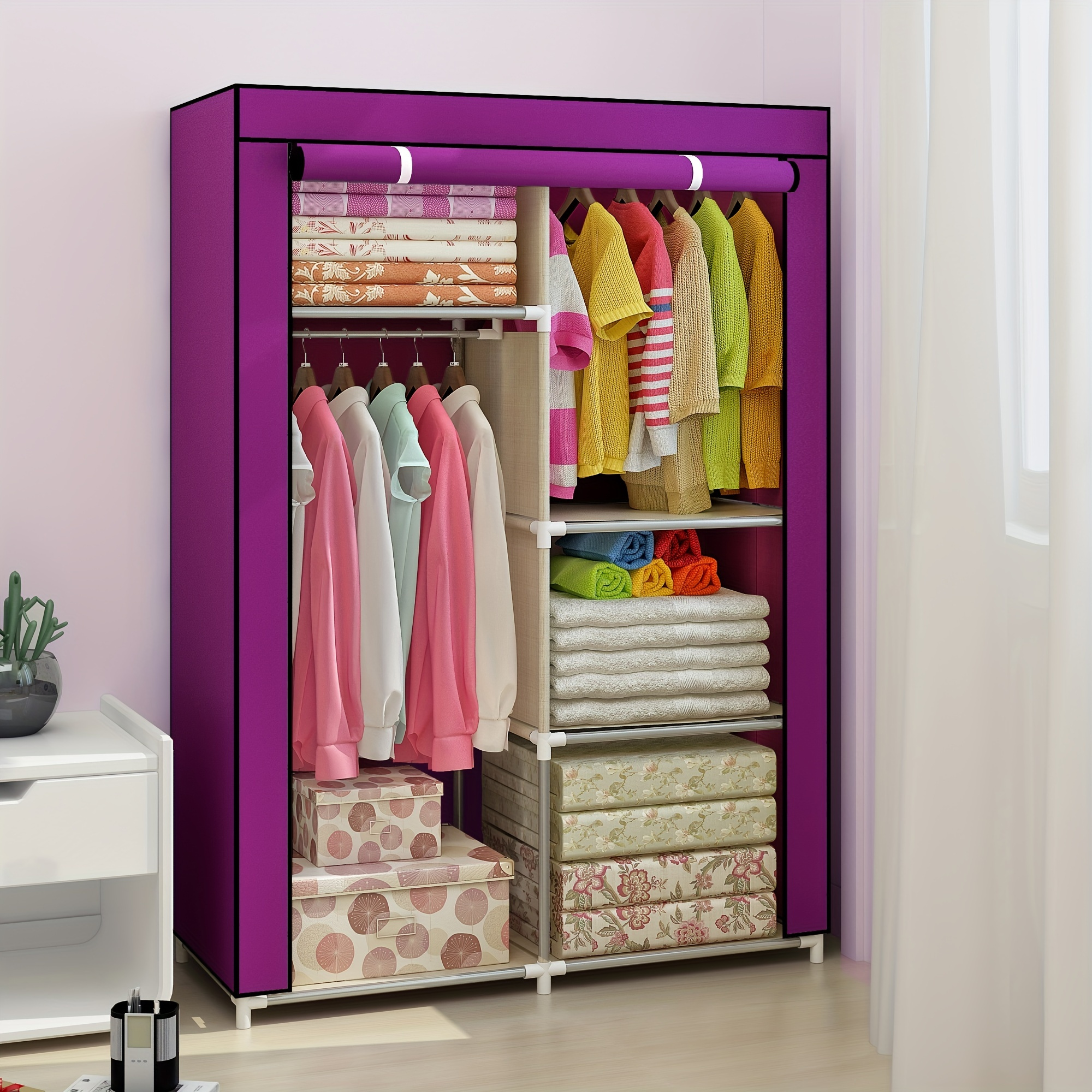 Comprar Útil armario plegable, ampliamente utilizado, fácil de instalar,  para dormitorio, individual, pequeño, de tela