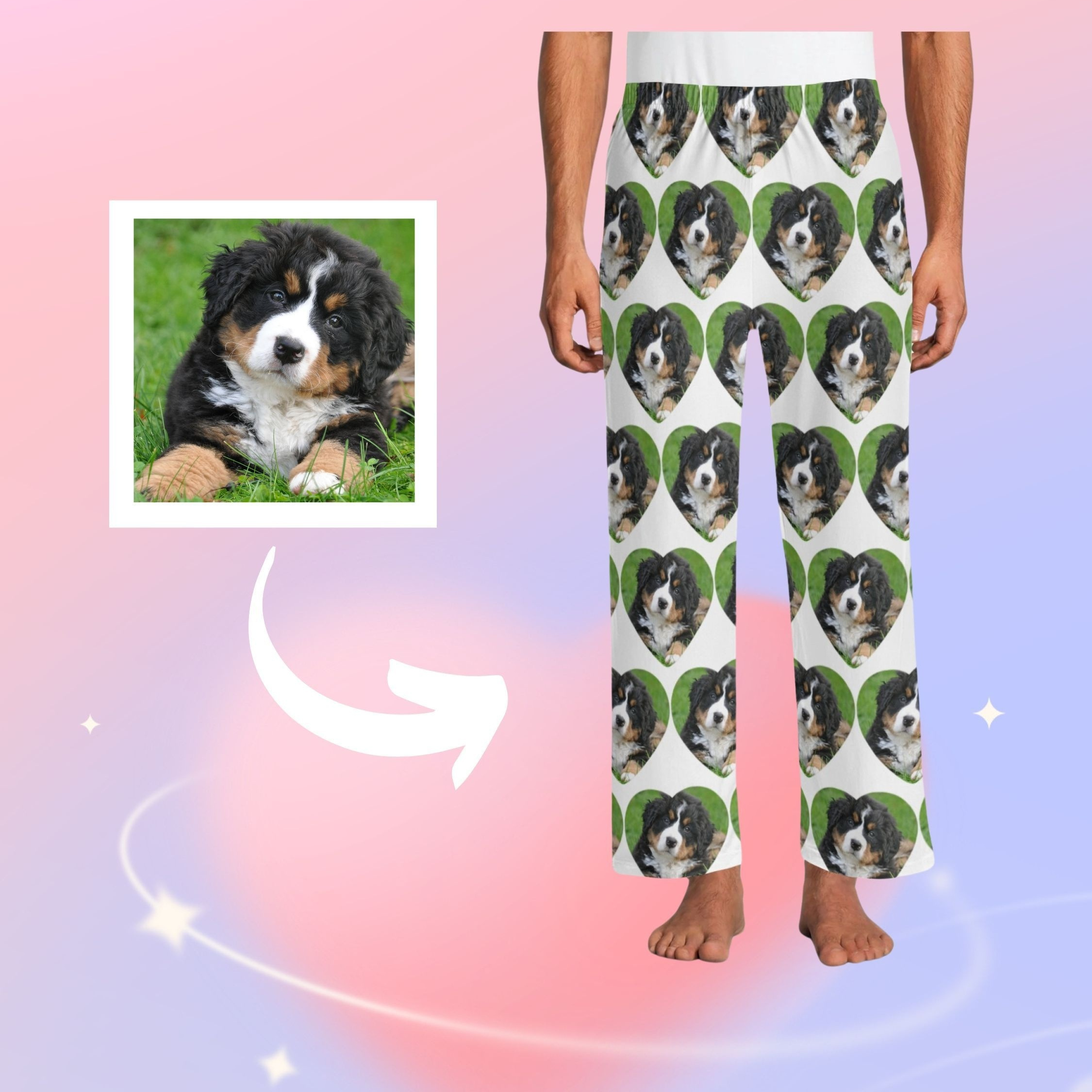 

Custom Pajama Pants, Personalized Sleepwear For Boyfriend Husband, Customized Pet Face Photo Funny Pattern Print Fashion Novelty Pants Comfy Breathable Elastic Pants Holiday Gifts