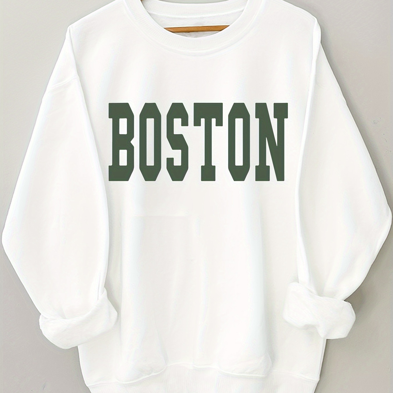 

Letter Print Sweatshirt, Crew Neck Casual Sweatshirt For Fall & Spring, Women's Clothing